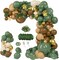 140 pcs Jungle Safari Balloon Garland Kit, Sage Green Brown Safari Wild One Balloon Arch with Animal Print Balloons Palm Leaves for Party Decorations